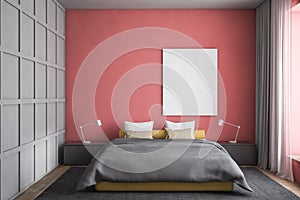 Modern design bedroom interior. Mock up poster