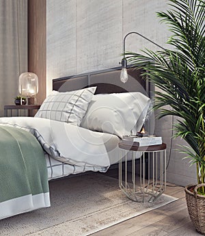 Modern design of bedroom interior