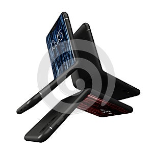 Modern design of bendable smartphone. 3d illustration of brandless phone design.