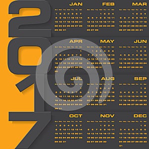 Modern design calendar 2017 year vector design template.12 mounts from January-December 2017.