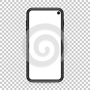 Modern design cell phone with blank screen on transparent background