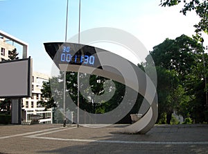 modern design digital clock in Terazije square Belgrade, Serbia, Europe