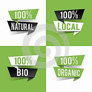 Modern design healthy bio food concept text on speech bubbles