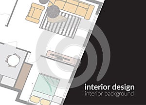 Modern design interior design background. vector illustration. floor plan web site banner. buisness card.