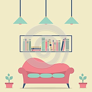 Modern Design Interior Sofa and Bookshelf