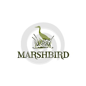 Modern design MARSHBIRD grass water logo design