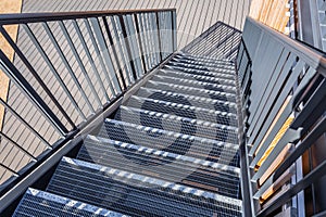 Modern design metal staircase, stair for fire escape with railing