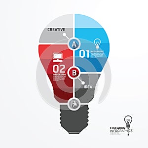 Modern Design Minimal style infographic template with light bulb