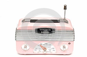 A modern design pink radio of the nostalgic era