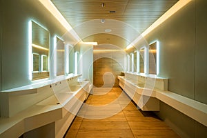 Modern design of public toilet and restroom