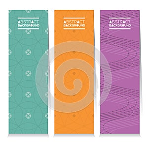 Modern Design Set Of Different Three Stripes Graphic Vertical Banners