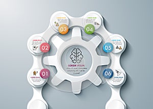 Modern design thinking process whith gear wheels and chains business infographics