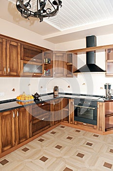 Modern design wooden brown Kitchen Interior