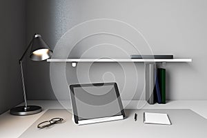 Modern designer desktop with empty tablet