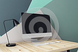 Modern desktop with computer
