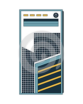 Modern desktop computer case 2D cartoon object