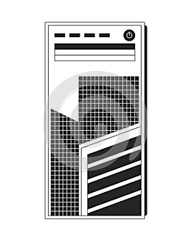 Modern desktop computer case 2D line object