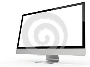 Modern Desktop Computer Monitor Mockup with Blank White Screen on Clean Background