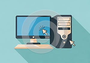 Modern desktop computer setup with cursor