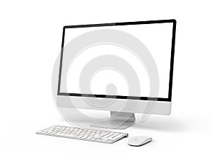 Modern desktop computer setup isolated on white background
