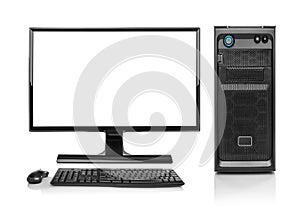 Modern desktop PC computer isolated.