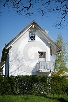 Modern detached buildings in munich bavaria, with blue sky