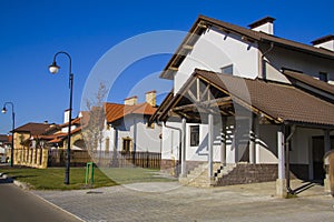 Modern detached family houses at street