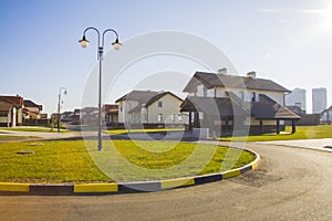 Modern detached family houses at street