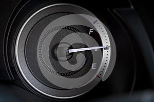 modern detail with the gauges on the dashboard of a car