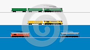 Modern diesel locomotives and gondola cars