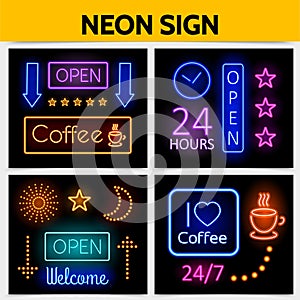 Modern Digital Advertising Neon Signs Concept