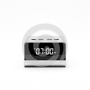 Modern digital alarm clock displaying 0700 on white background