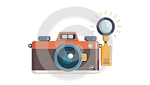 Modern Digital Camera with External Flash Icon, vector design Generative AI