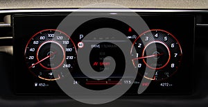 Modern digital car dashboard.