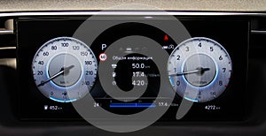 Modern digital car dashboard.