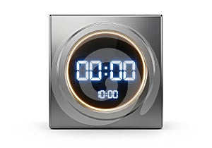 Modern digital clock displaying midnight