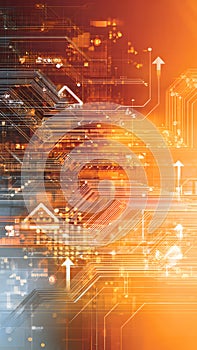 Modern Digital Concept Art Featuring Luminous Circuitry Lines and Abstract Geometric Elements