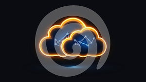 Modern Digital Concept of Cloud Computing with Neon Effects and Data Connection Visualization
