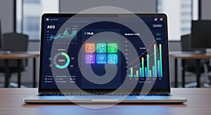 Modern digital dashboard displaying data analytics and performance metrics white background