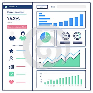 Digital business dashboard with diverse data analytics and interactive charts