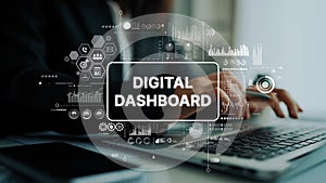 Modern Digital Dashboard Interface With Data Visualization Elements and User Interaction. Asymptotic smart data analytic