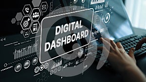 Modern Digital Dashboard Interface with Data Visualizations and Analytics Metrics for Business Insights and Performance