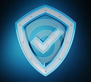 Modern digital data shield antivirus 3D rendering