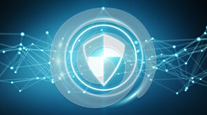 Modern digital data shield antivirus 3D rendering