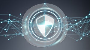 Modern digital data shield antivirus 3D rendering