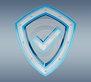 Modern digital data shield antivirus 3D rendering