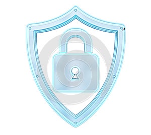 Modern digital data shield antivirus 3D rendering