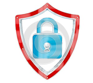 Modern digital data shield antivirus 3D rendering