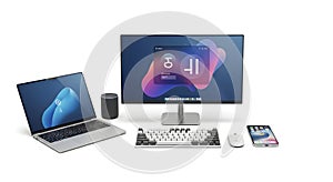 Modern Digital Devices Collection on White Background