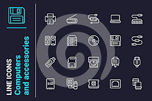 Modern digital devices icons set